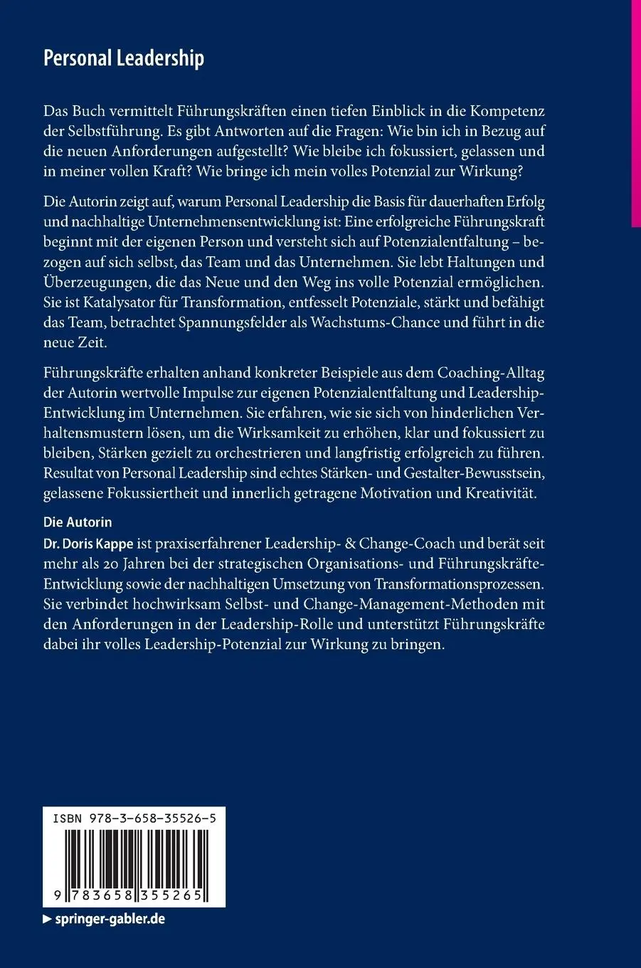 Rückseite: 9783658355265 | Personal Leadership | Doris Kappe | Buch | HC runder Rücken kaschiert