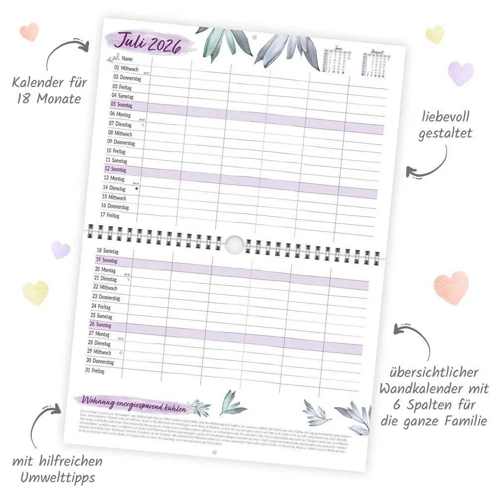 Bild: 9783988025265 | Trötsch Familienterminer Natur für 18 Monate 2025/2026 | Wandkalender