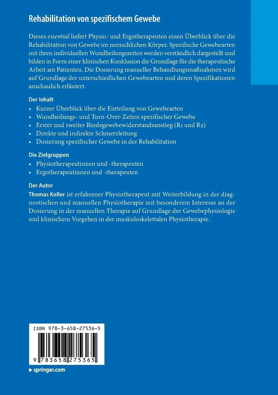 Rückseite: 9783658275365 | Rehabilitation von spezifischem Gewebe | Thomas Koller | Taschenbuch