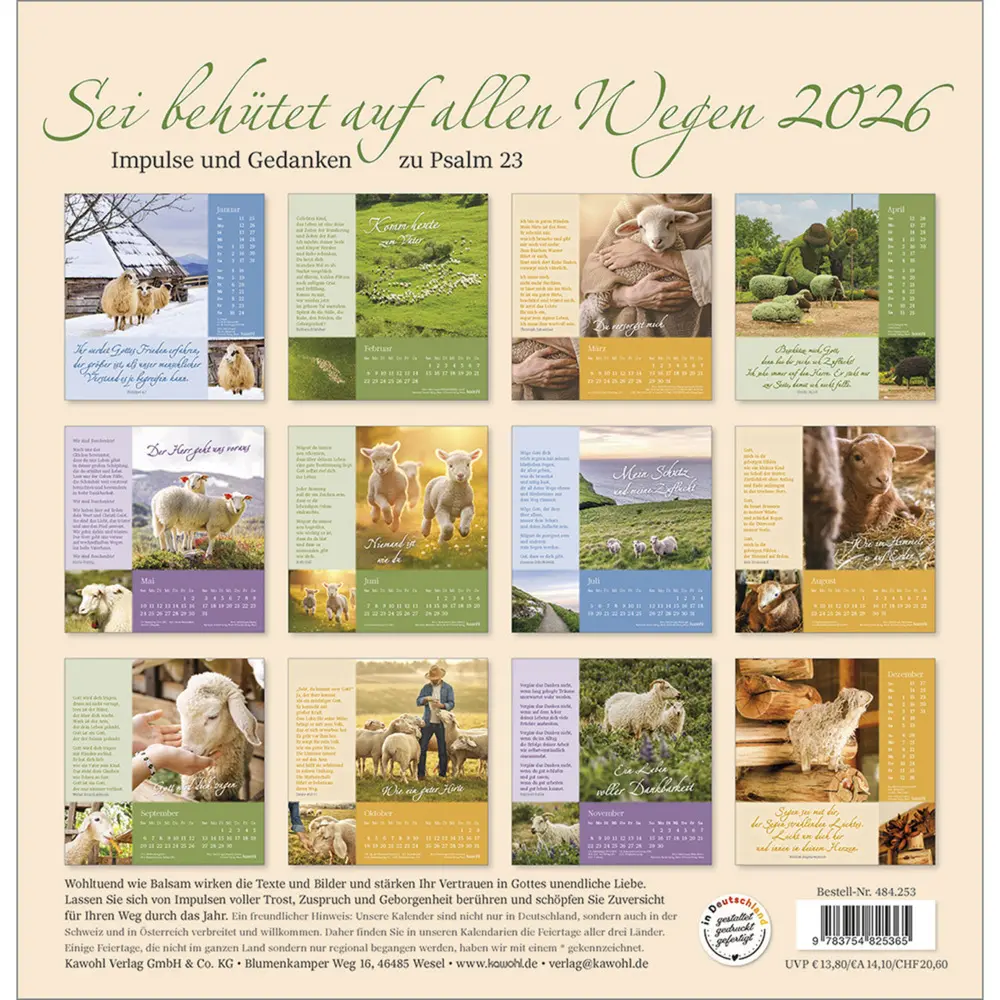 Bild: 9783754825365 | Sei behütet auf allen Wegen 2026 | Impulse und Gedanken aus Psalm 23