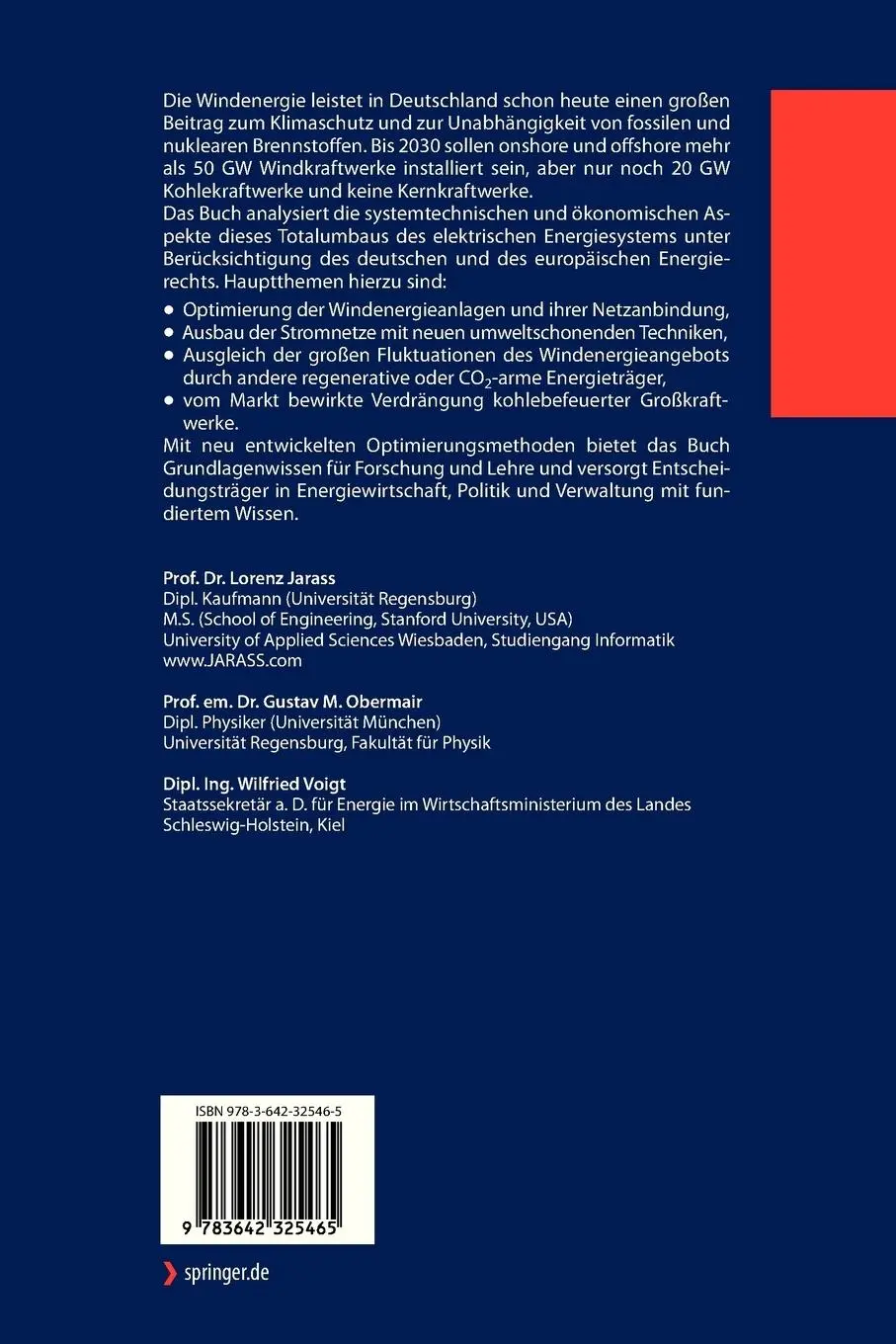 Rückseite: 9783642325465 | Windenergie | Zuverlässige Integration in die Energieversorgung | Buch