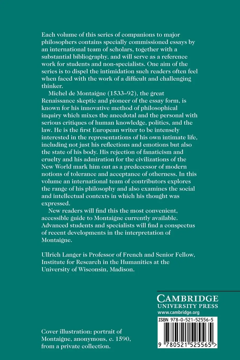 Rückseite: 9780521525565 | The Cambridge Companion to Montaigne | Ullrich Langer | Taschenbuch