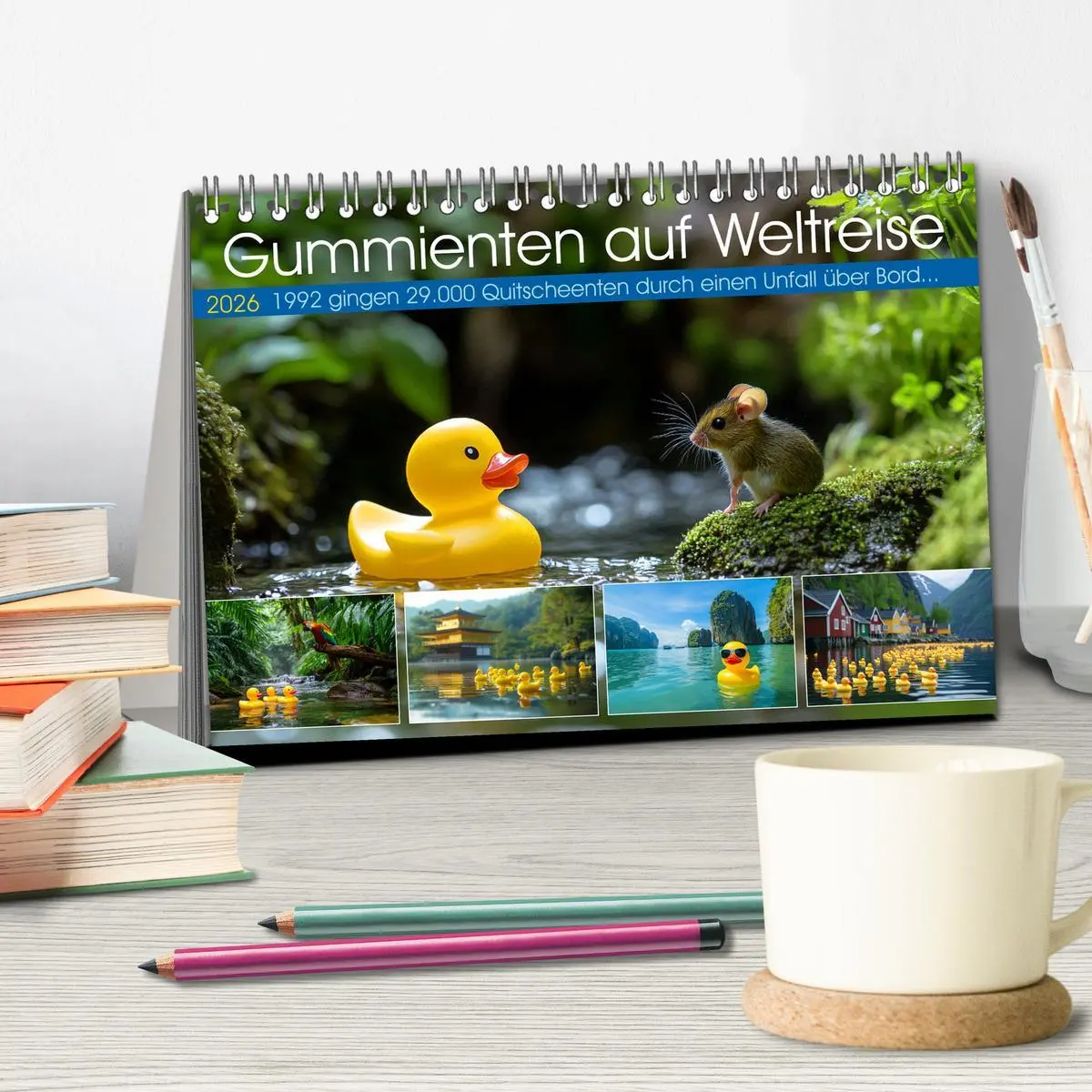 Bild: 9783457285565 | Gummienten auf Weltreise (Tischkalender 2026 DIN A5 quer), CALVENDO...