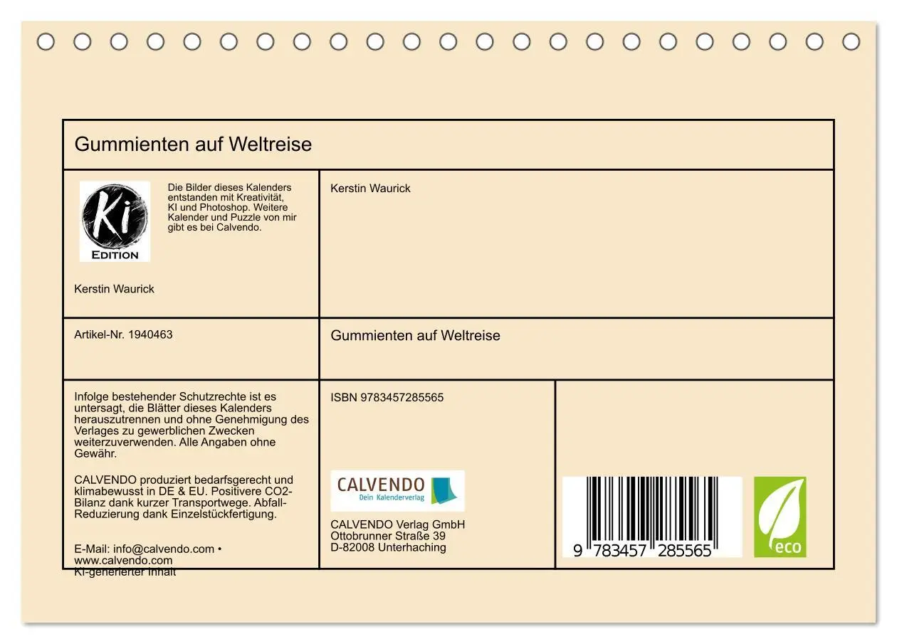 Bild: 9783457285565 | Gummienten auf Weltreise (Tischkalender 2026 DIN A5 quer), CALVENDO...