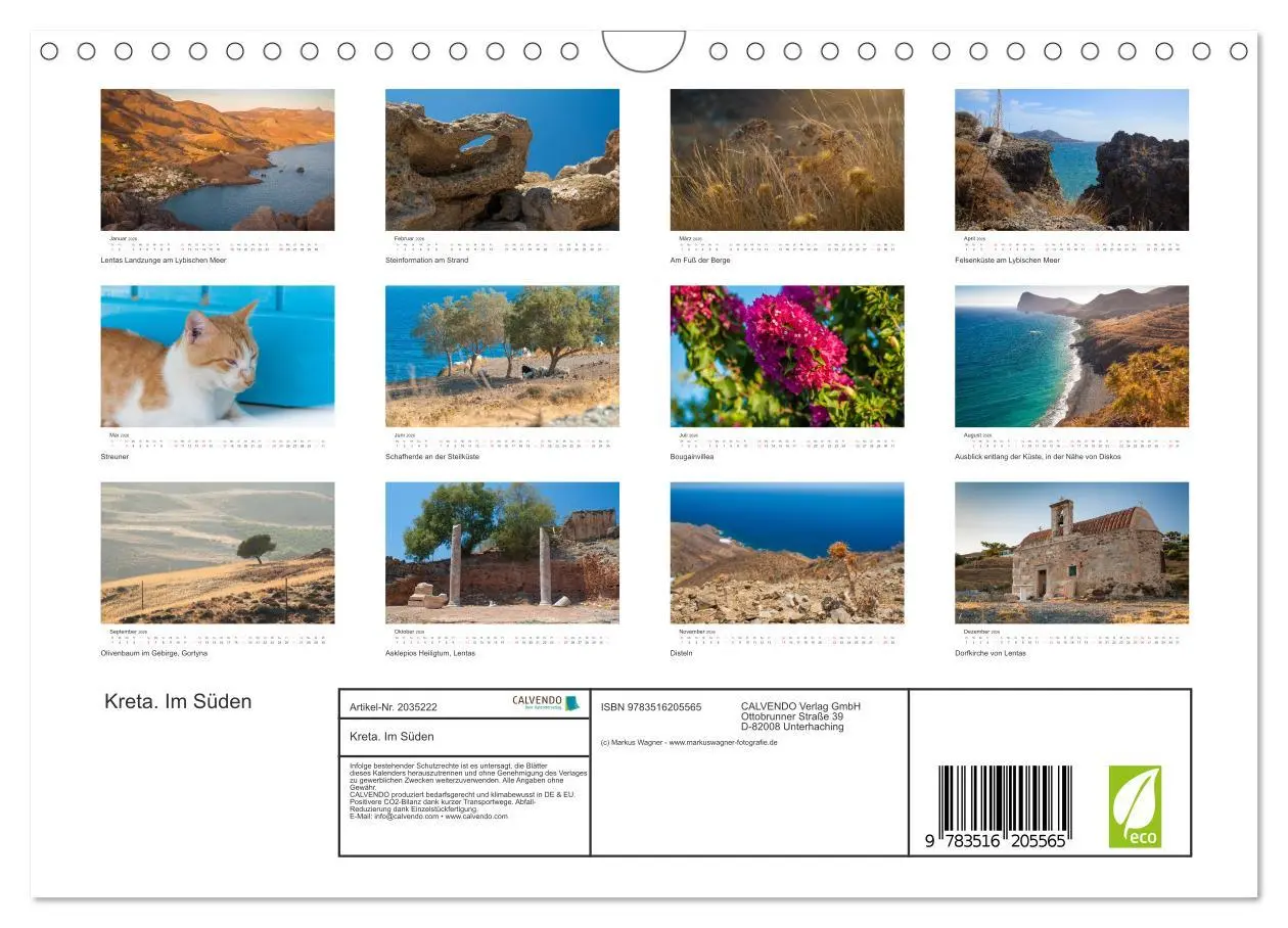 Bild: 9783516205565 | Kreta. Im Süden (Wandkalender 2026 DIN A4 quer), CALVENDO...