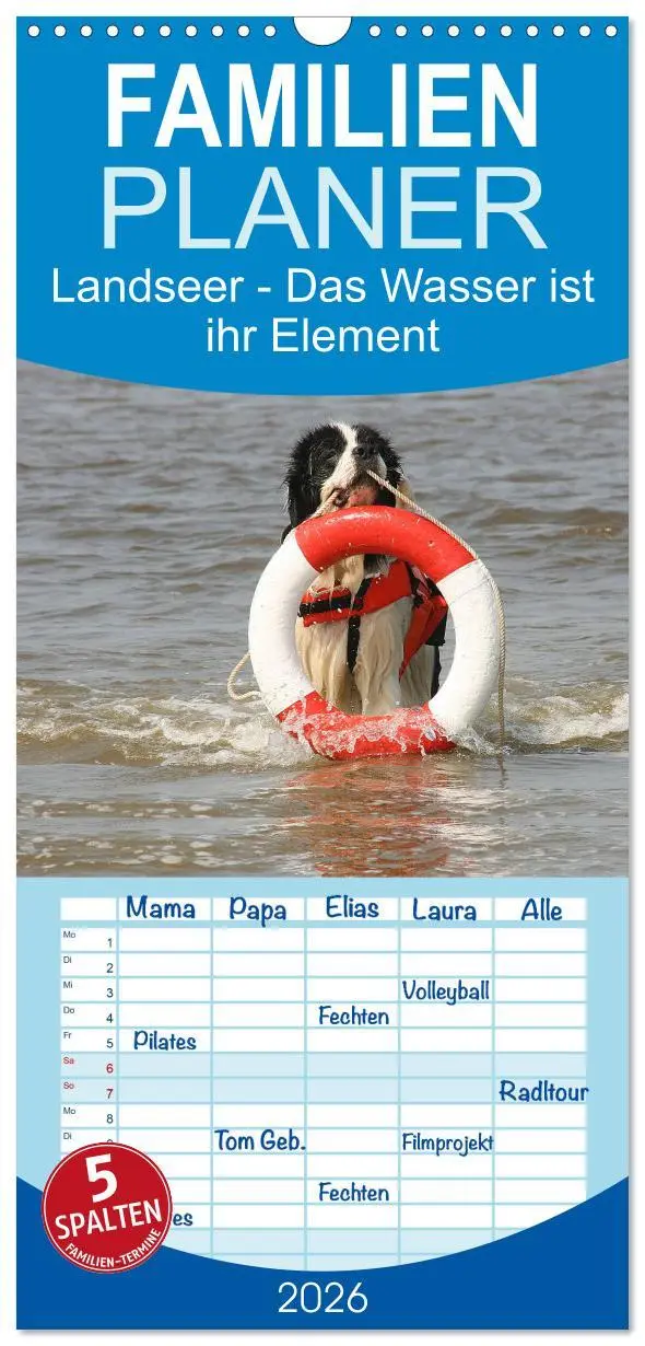 Cover: 9783516515565 | Familienplaner 2026 - Landseer - Das Wasser ist ihr Element mit 5...