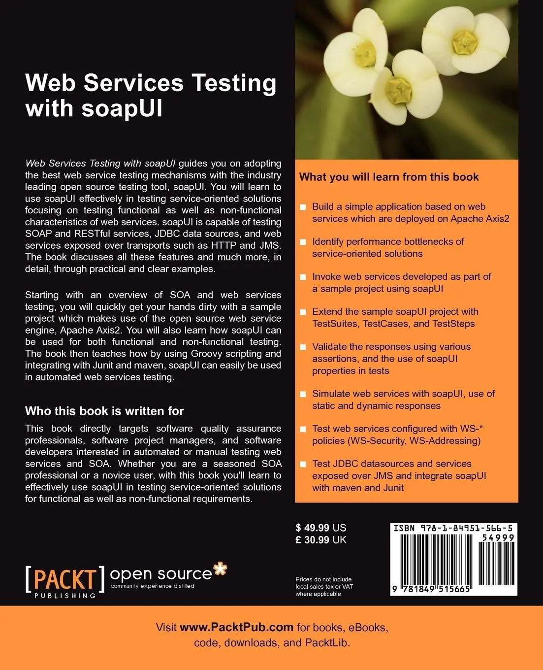 Rückseite: 9781849515665 | Web Services Testing with Soapui | Charitha Kankanamge | Taschenbuch