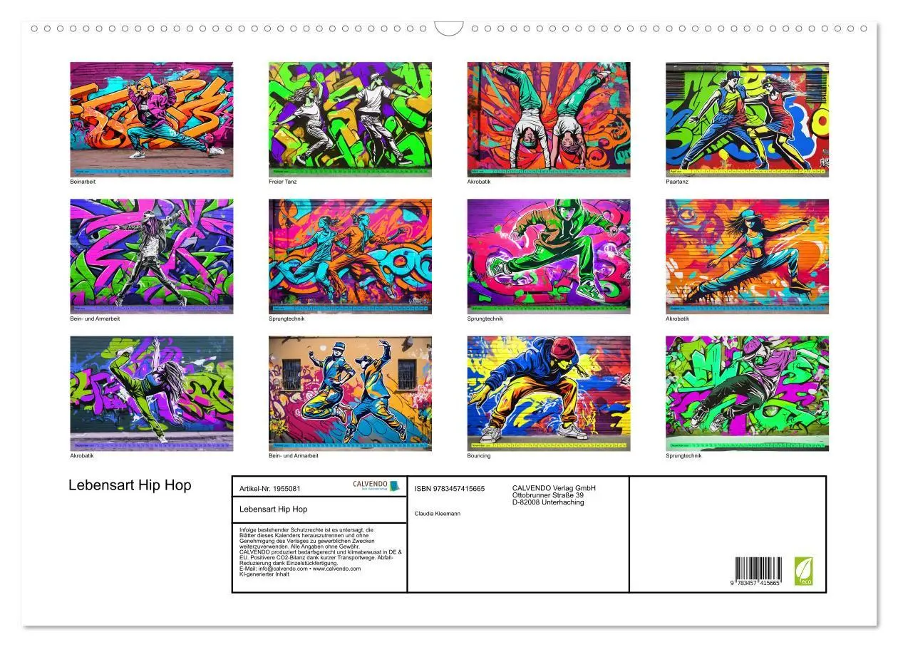 Bild: 9783457415665 | Lebensart Hip Hop (Wandkalender 2026 DIN A2 quer), CALVENDO...