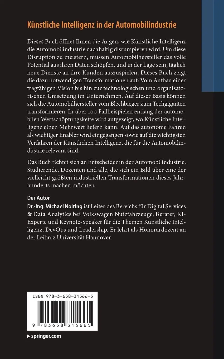 Rückseite: 9783658315665 | Künstliche Intelligenz in der Automobilindustrie | Michael Nolting