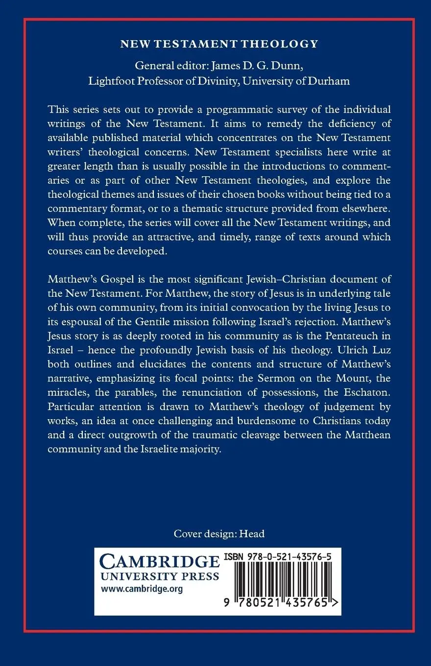 Rückseite: 9780521435765 | The Theology of the Gospel of Matthew | Ulrich Luz | Taschenbuch