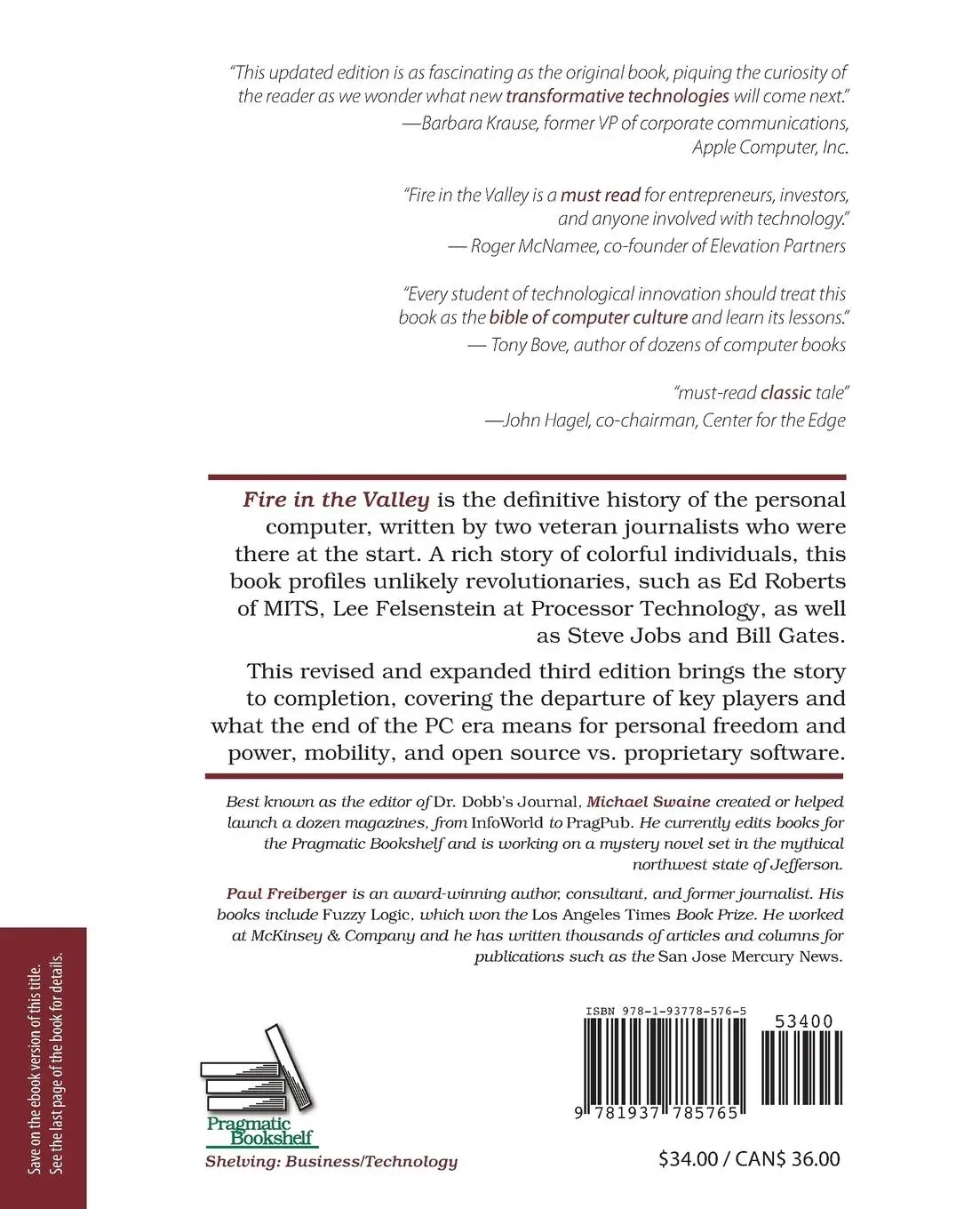 Rückseite: 9781937785765 | Fire in the Valley | The Birth and Death of the Personal Sputer | Buch