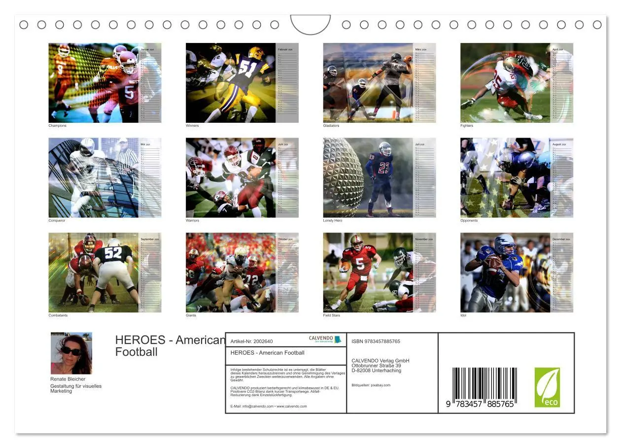 Bild: 9783457885765 | HEROES - American Football (Wandkalender 2026 DIN A4 quer),...