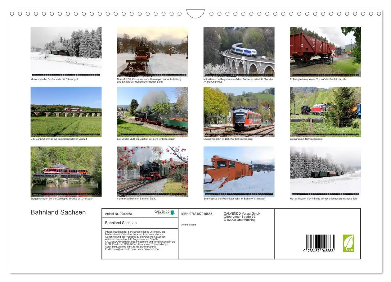 Bild: 9783457945865 | Bahnland Sachsen (Wandkalender 2026 DIN A3 quer), CALVENDO...