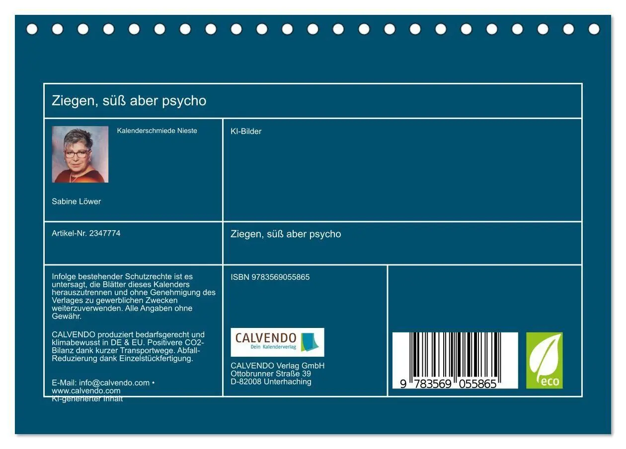 Bild: 9783569055865 | Ziegen, süß aber psycho (Tischkalender 2027 DIN A5 quer), CALVENDO...
