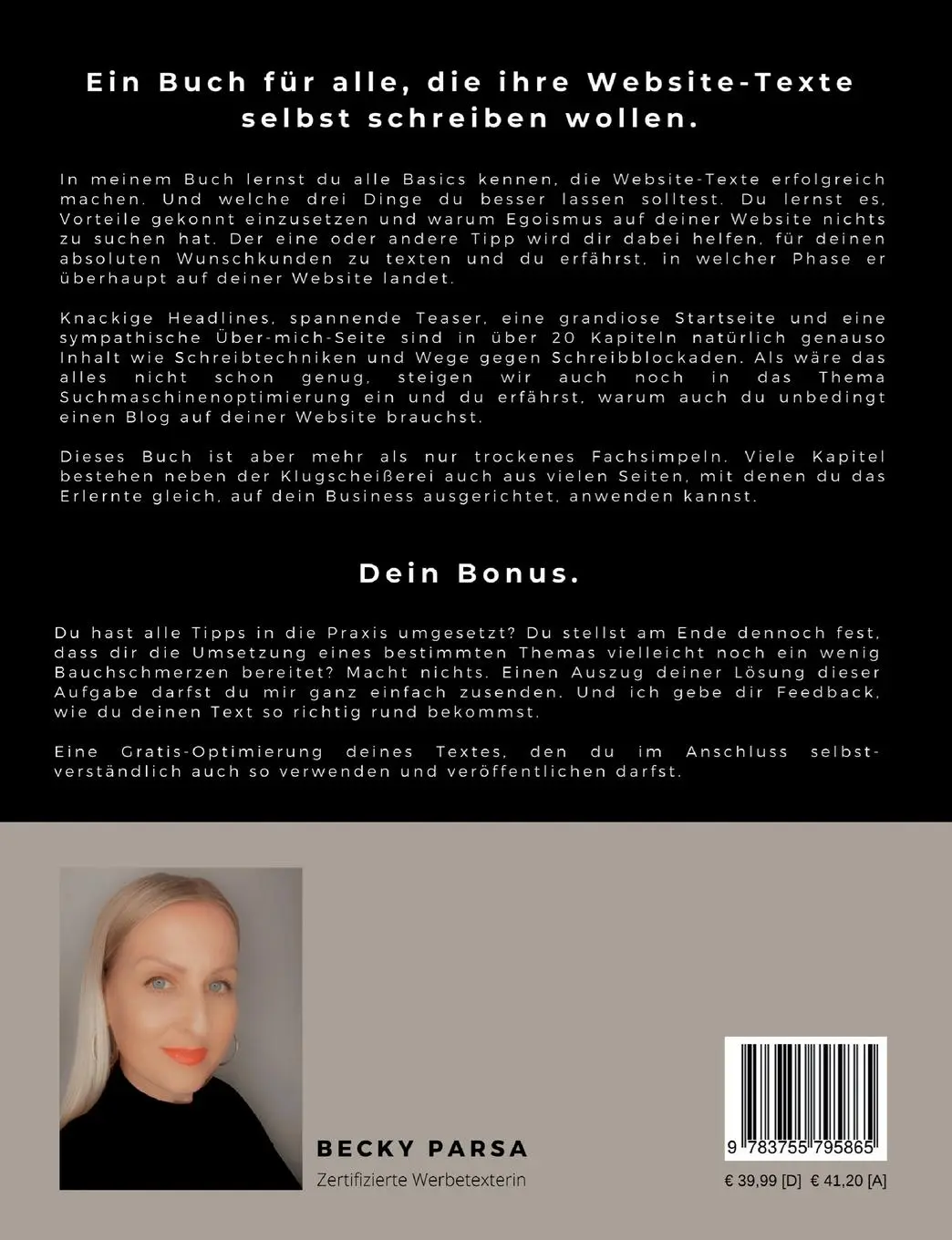 Rückseite: 9783755795865 | Texten kann doch jeder | Mit diesem Buch. | Becky Parsa | Taschenbuch