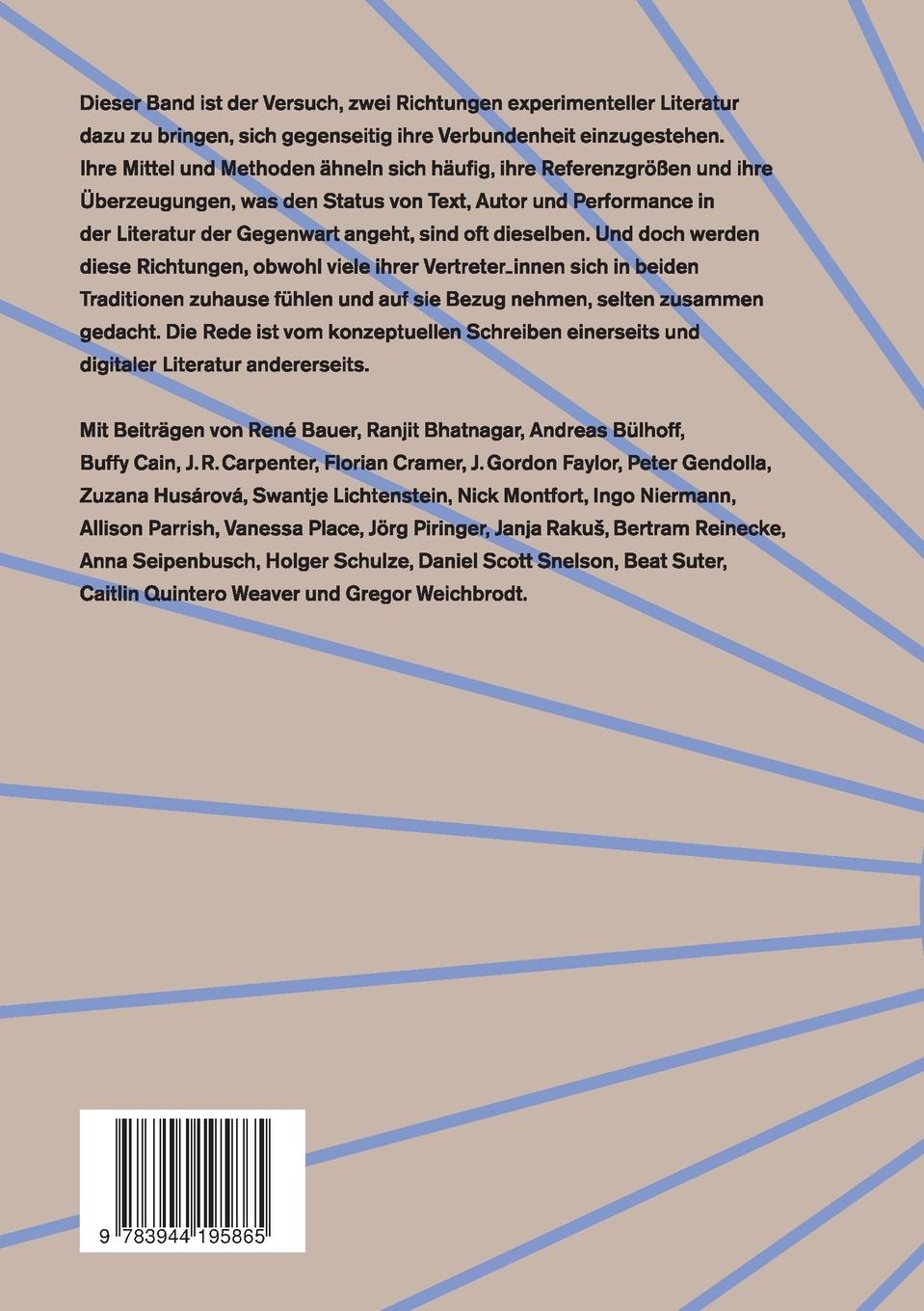 Rückseite: 9783944195865 | Code und Konzept | Literatur und das Digitale | Hannes Bajohr | Buch
