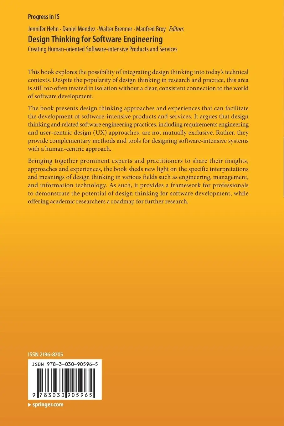 Rückseite: 9783030905965 | Design Thinking for Software Engineering | Jennifer Hehn (u. a.) | xxi