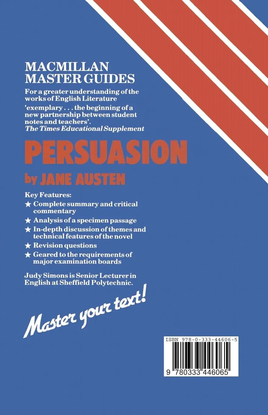 Rückseite: 9780333446065 | Austen | Persuasion | Judy Simons | Taschenbuch | Englisch | 1987