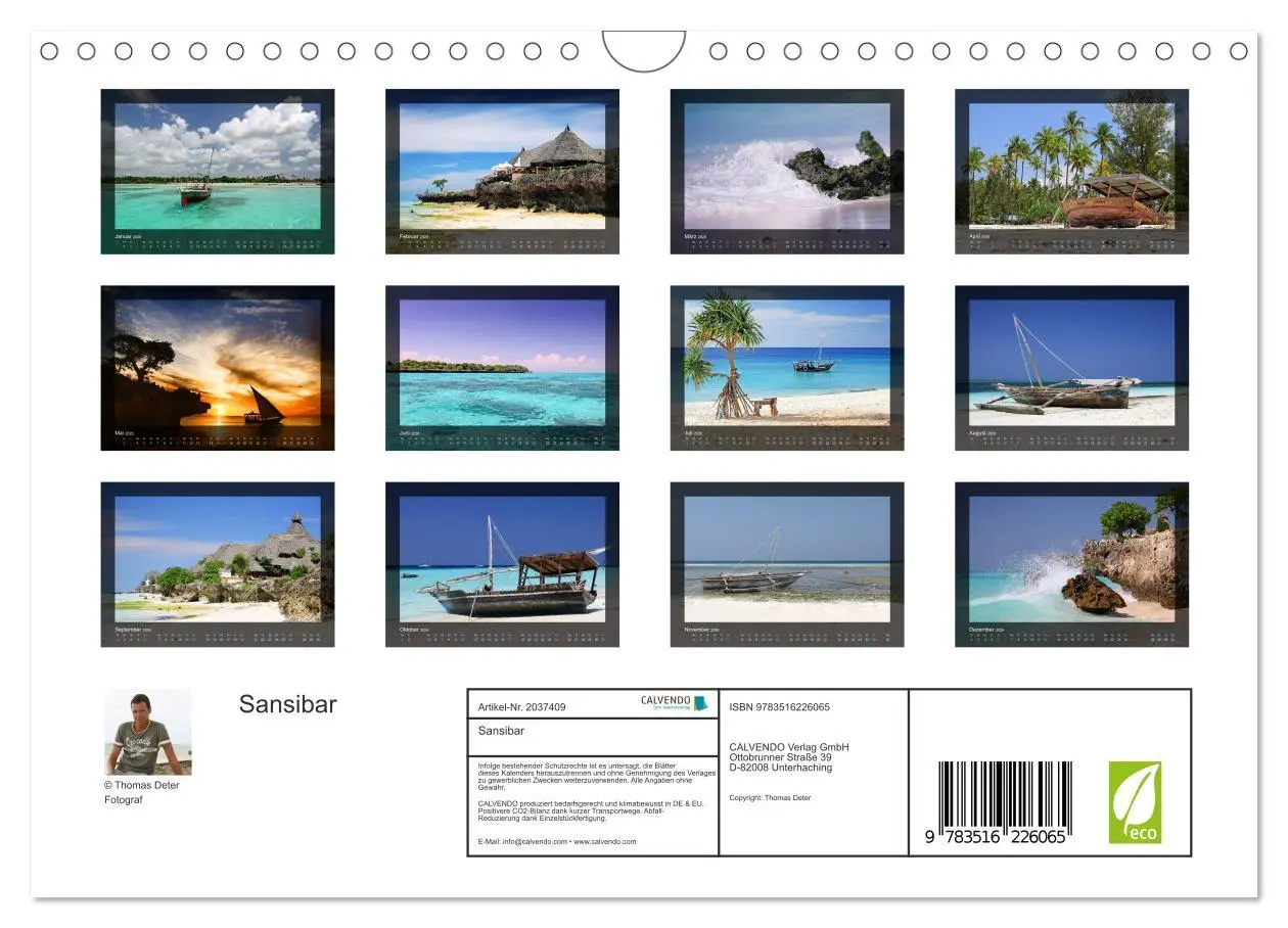 Bild: 9783516226065 | Sansibar (Wandkalender 2026 DIN A4 quer), CALVENDO Monatskalender