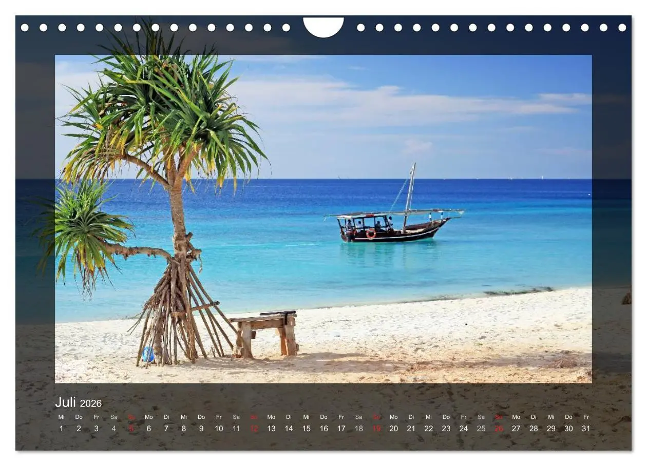 Bild: 9783516226065 | Sansibar (Wandkalender 2026 DIN A4 quer), CALVENDO Monatskalender