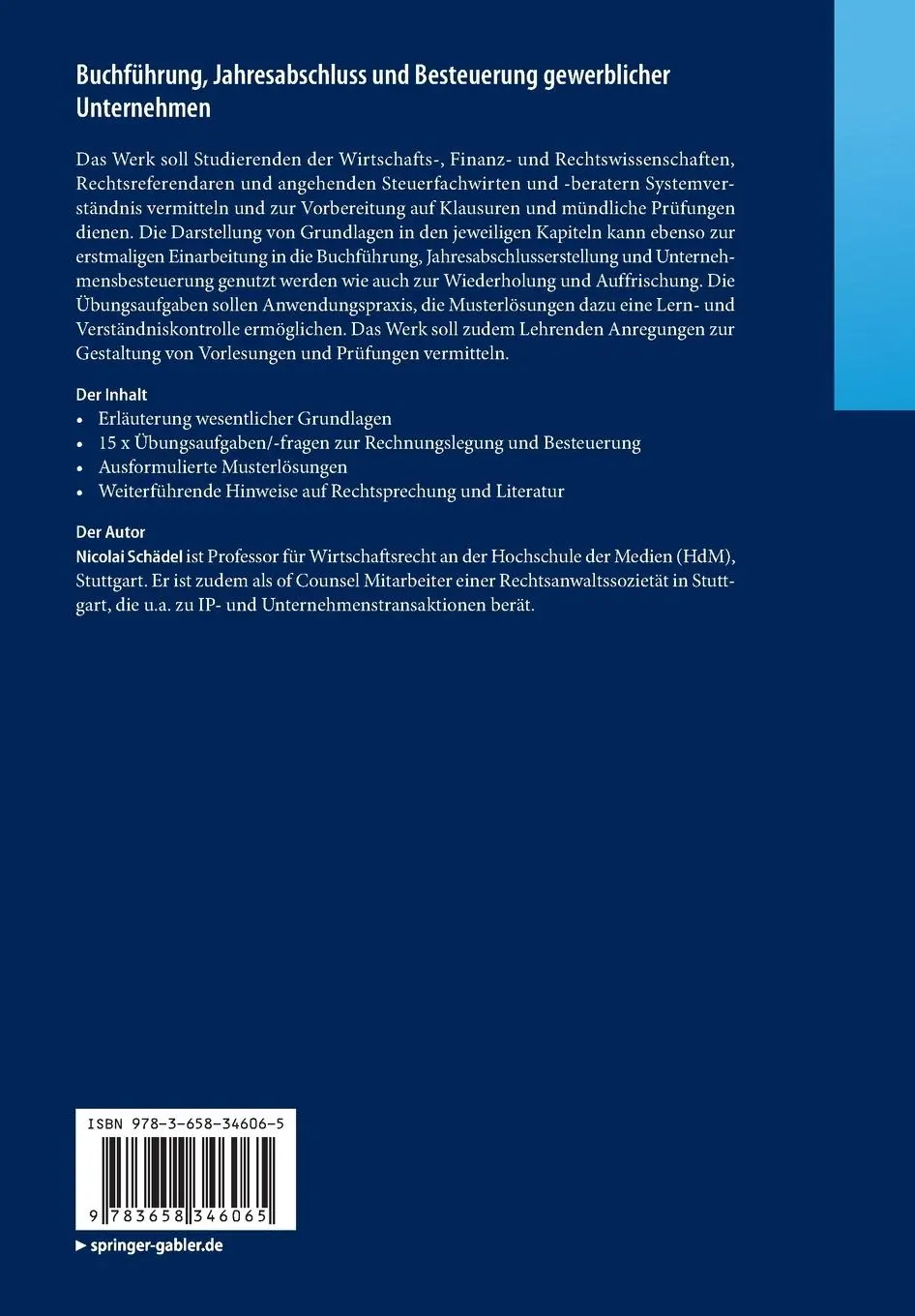 Rückseite: 9783658346065 | Buchführung, Jahresabschluss und Besteuerung gewerblicher Unternehmen