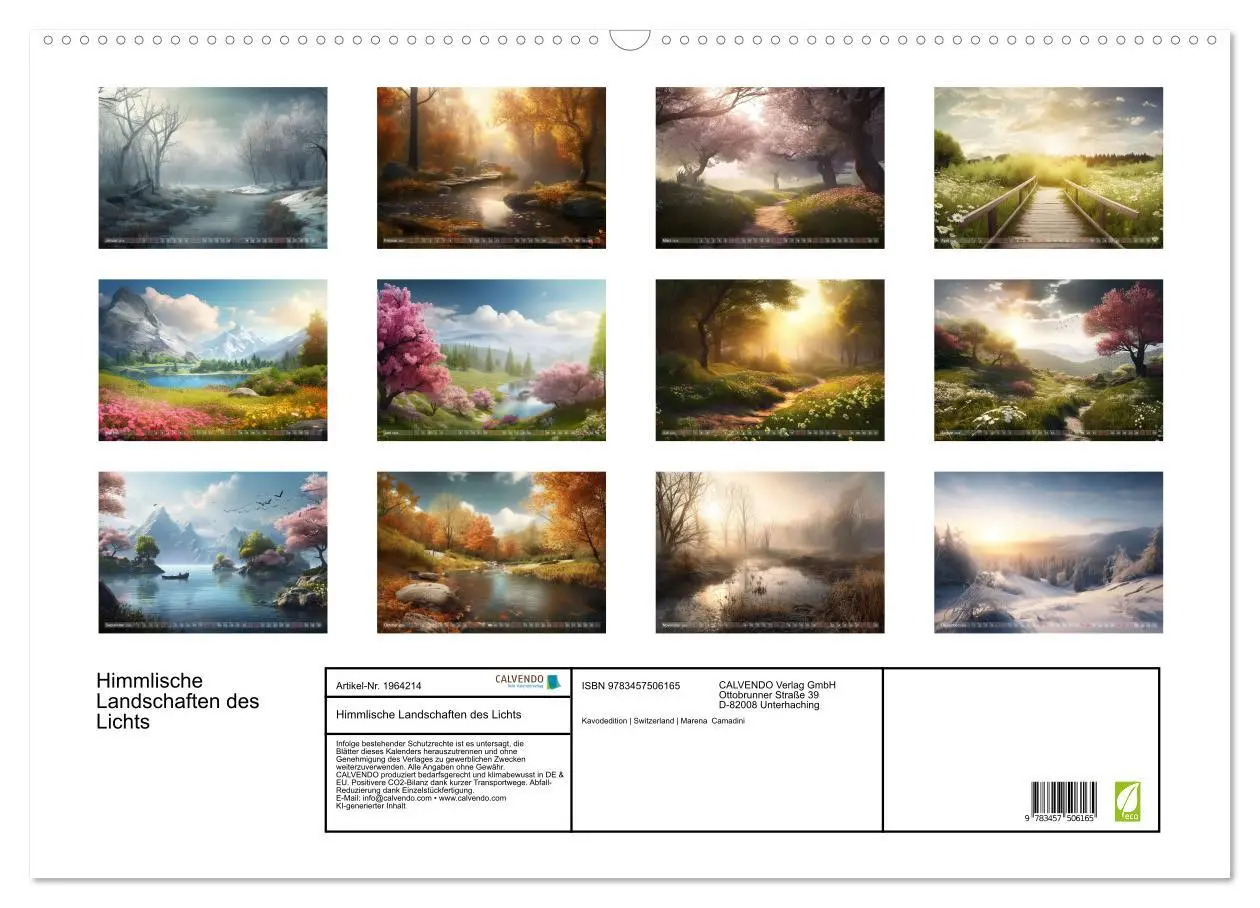 Bild: 9783457506165 | Himmlische Landschaften des Lichts (Wandkalender 2026 DIN A2 quer),...