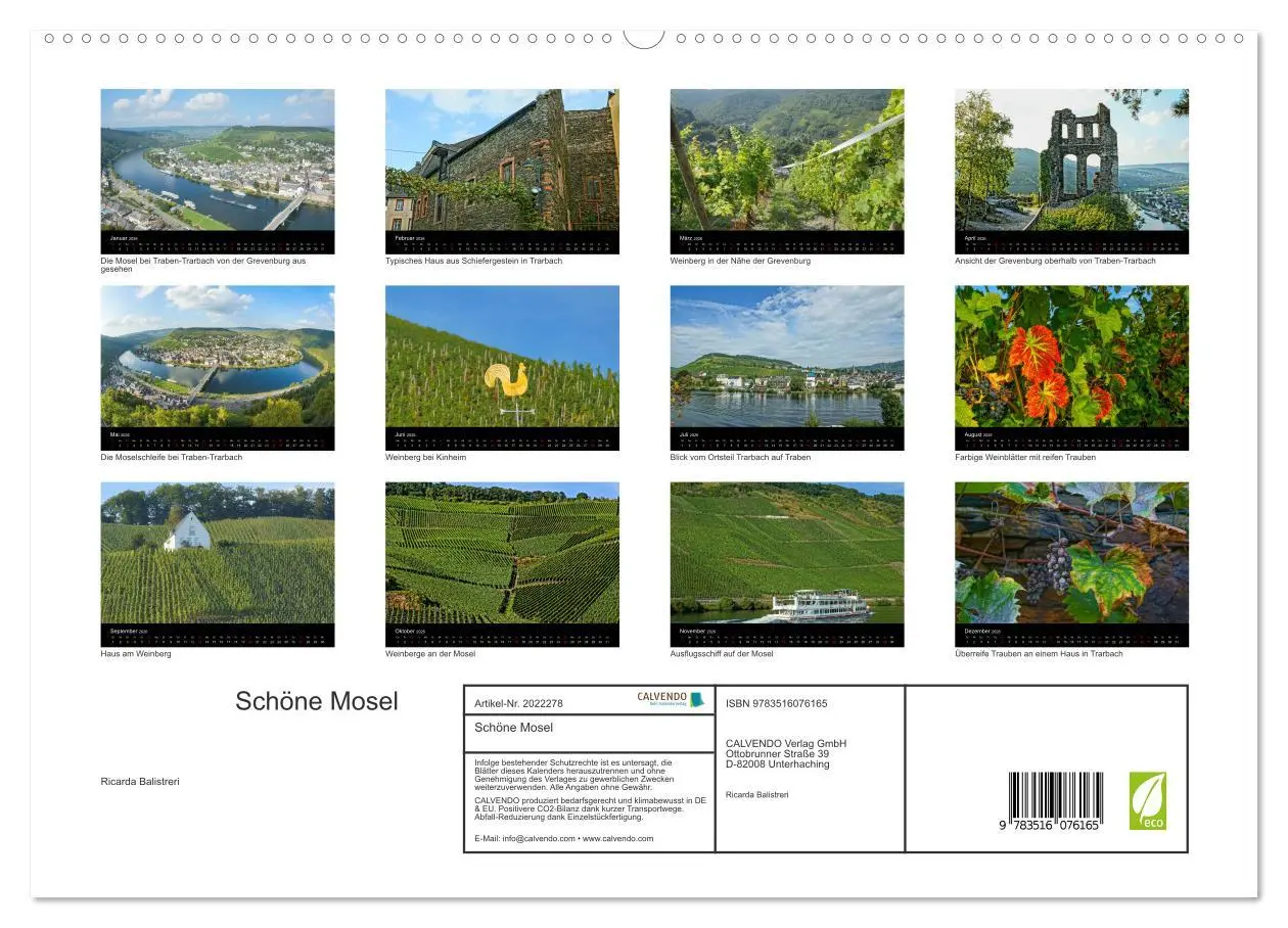 Bild: 9783516076165 | Schöne Mosel (hochwertiger Premium Wandkalender 2026 DIN A2 quer),...