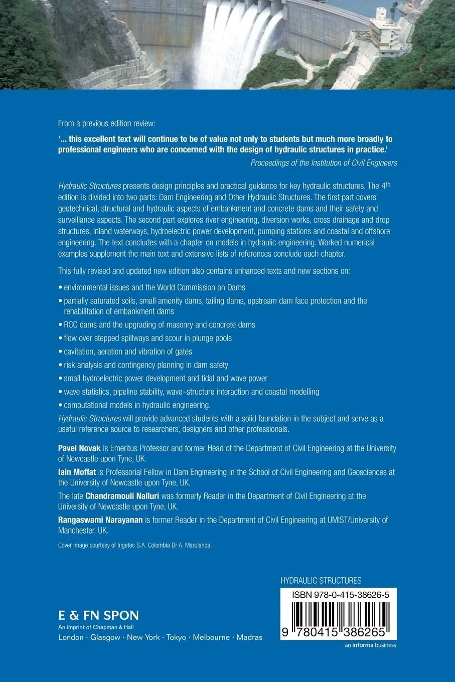 Rückseite: 9780415386265 | Hydraulic Structures | P. Novak (u. a.) | Taschenbuch | Englisch