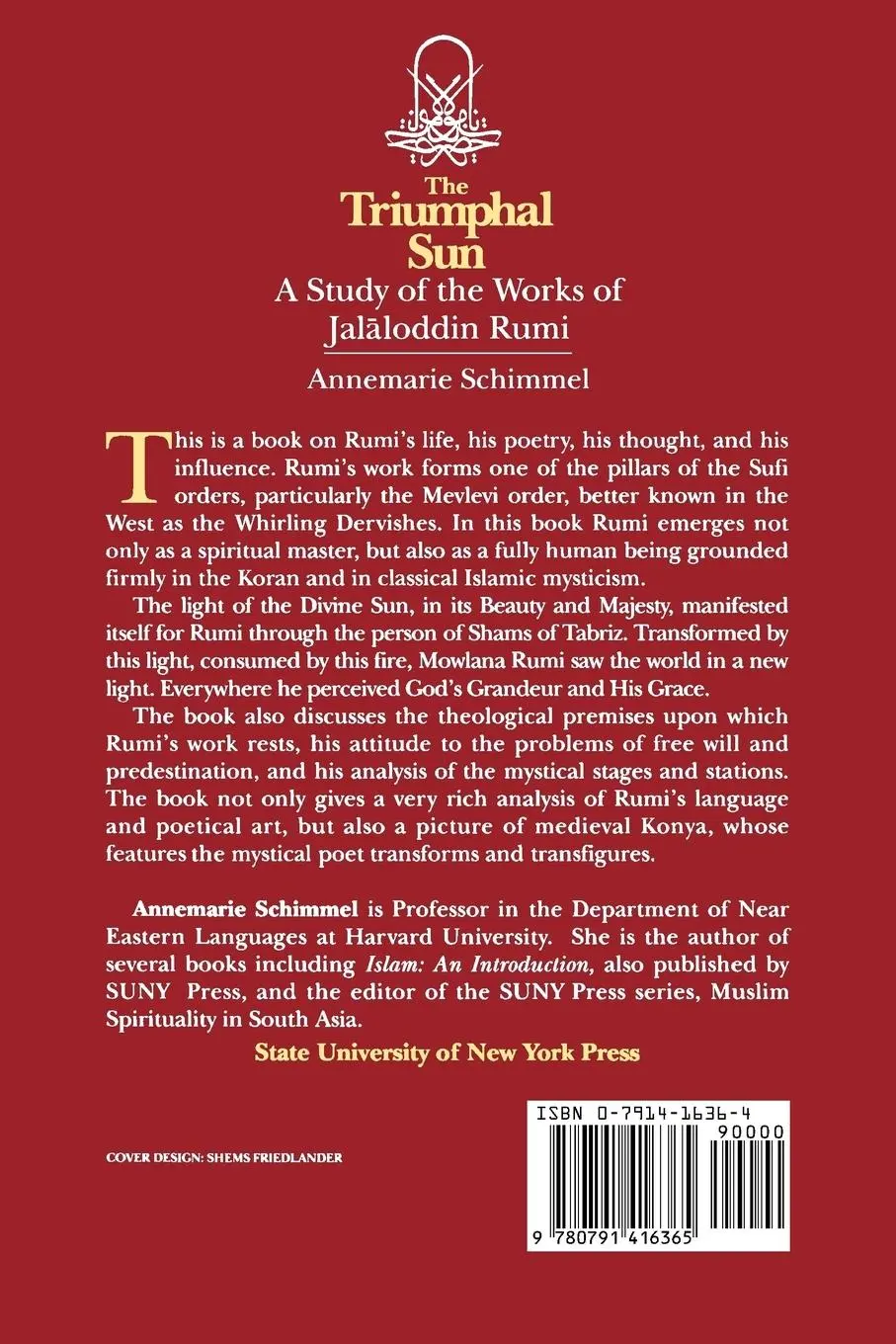 Rückseite: 9780791416365 | The Triumphal Sun | A Study of the Works of Jal¿loddin Rumi | Schimmel