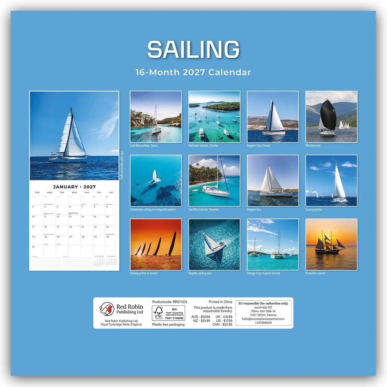 Bild: 9781837016365 | Sailing - Segeln 2027 - 16-Monatskalender | Robin Red | Kalender