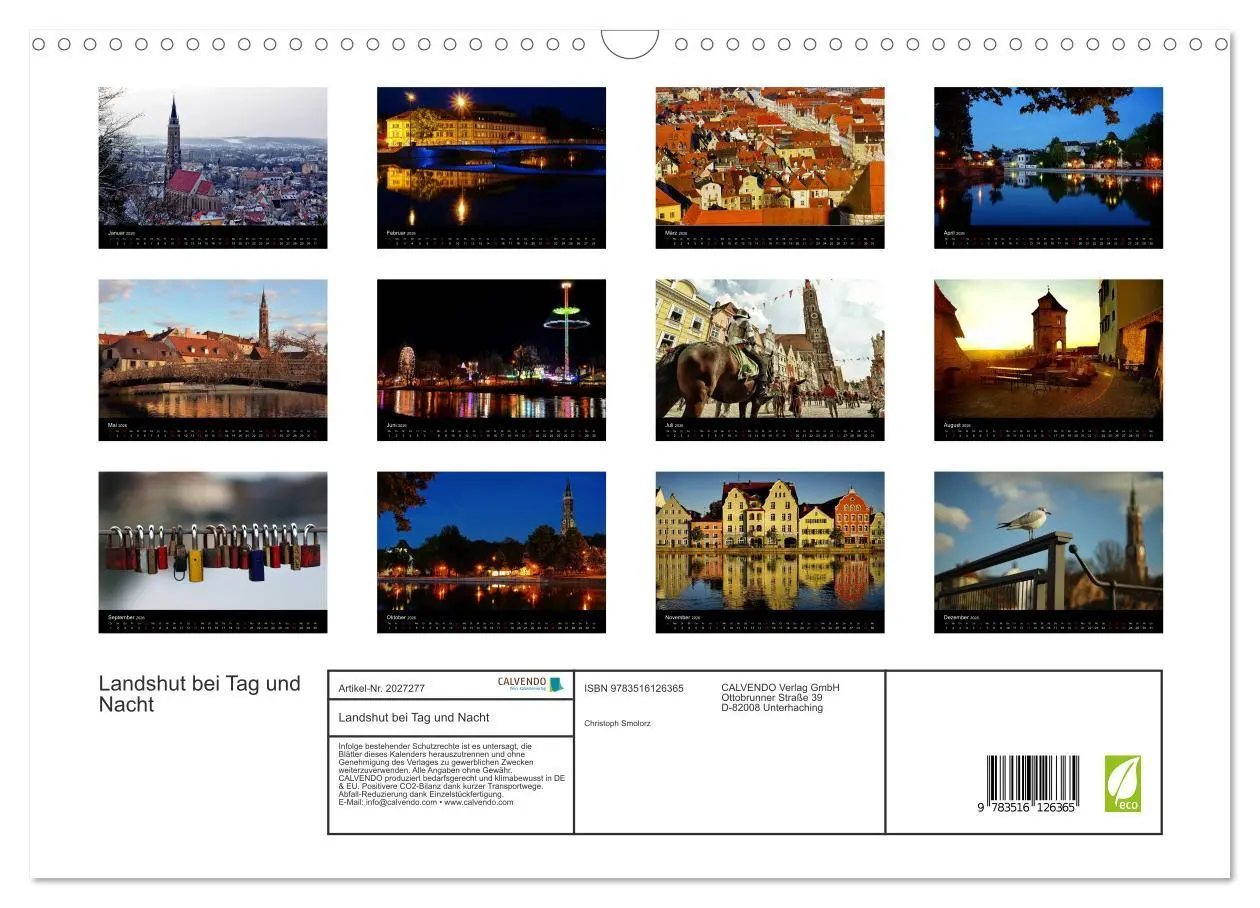 Bild: 9783516126365 | Landshut bei Tag und Nacht (Wandkalender 2026 DIN A3 quer),...