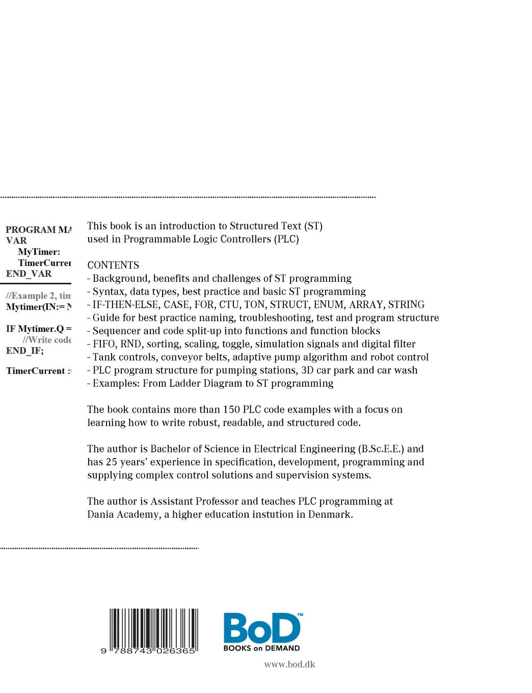 Rückseite: 9788743026365 | PLC Controls with Structured Text (ST), V3 Monochrome | Antonsen
