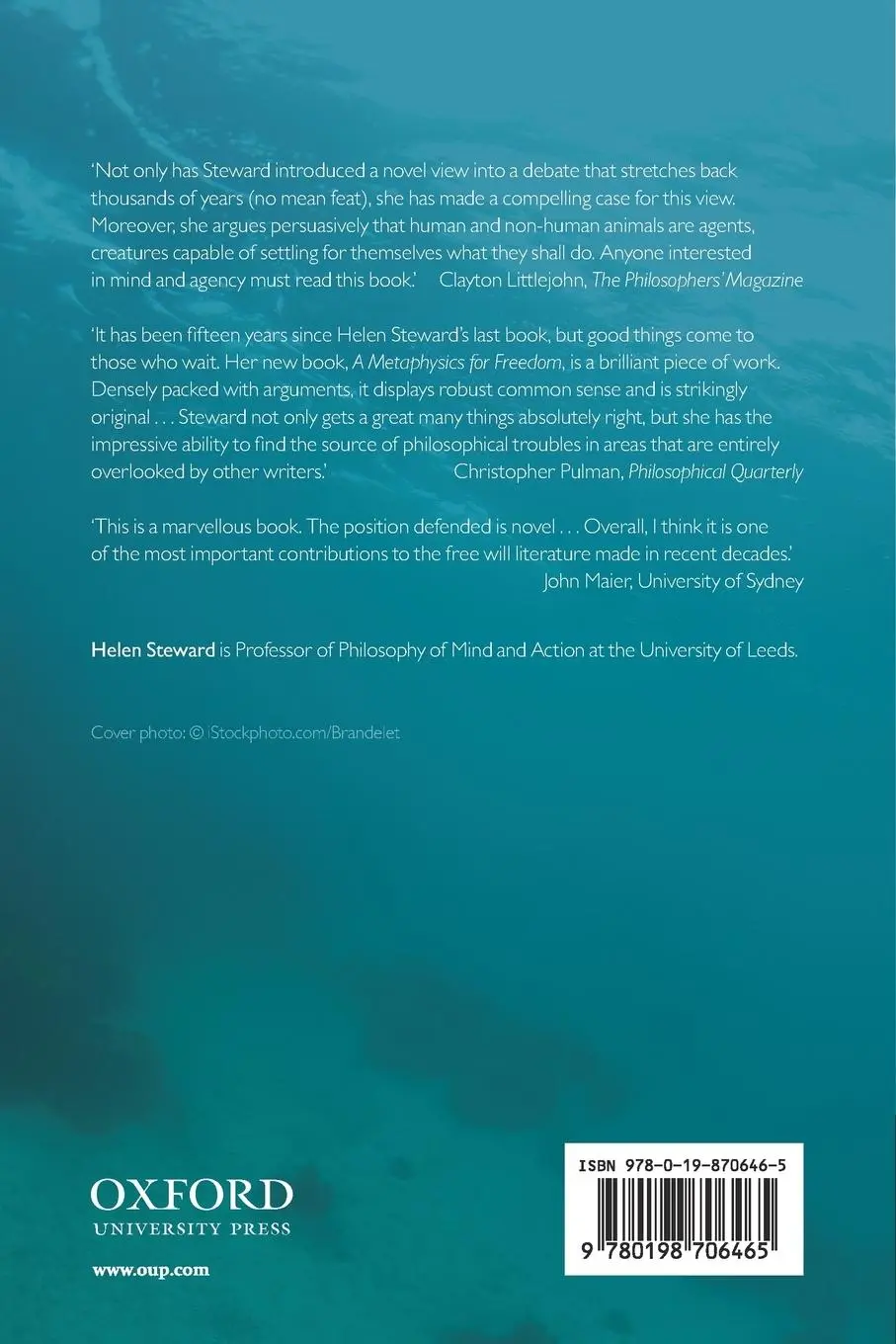 Rückseite: 9780198706465 | A Metaphysics for Freedom | Helen Steward | Taschenbuch | Paperback