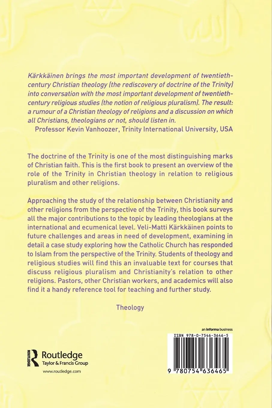 Rückseite: 9780754636465 | Trinity and Religious Pluralism | Veli-Matti Kärkkäinen | Taschenbuch