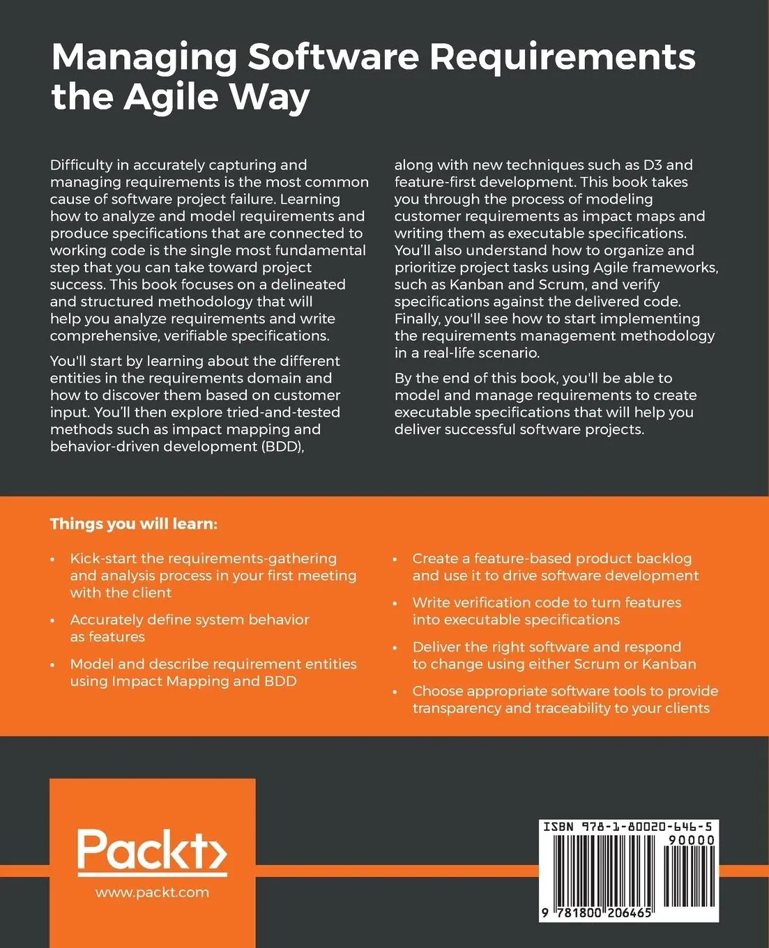Rückseite: 9781800206465 | Managing Software Requirements the Agile Way | Fred Heath | Buch