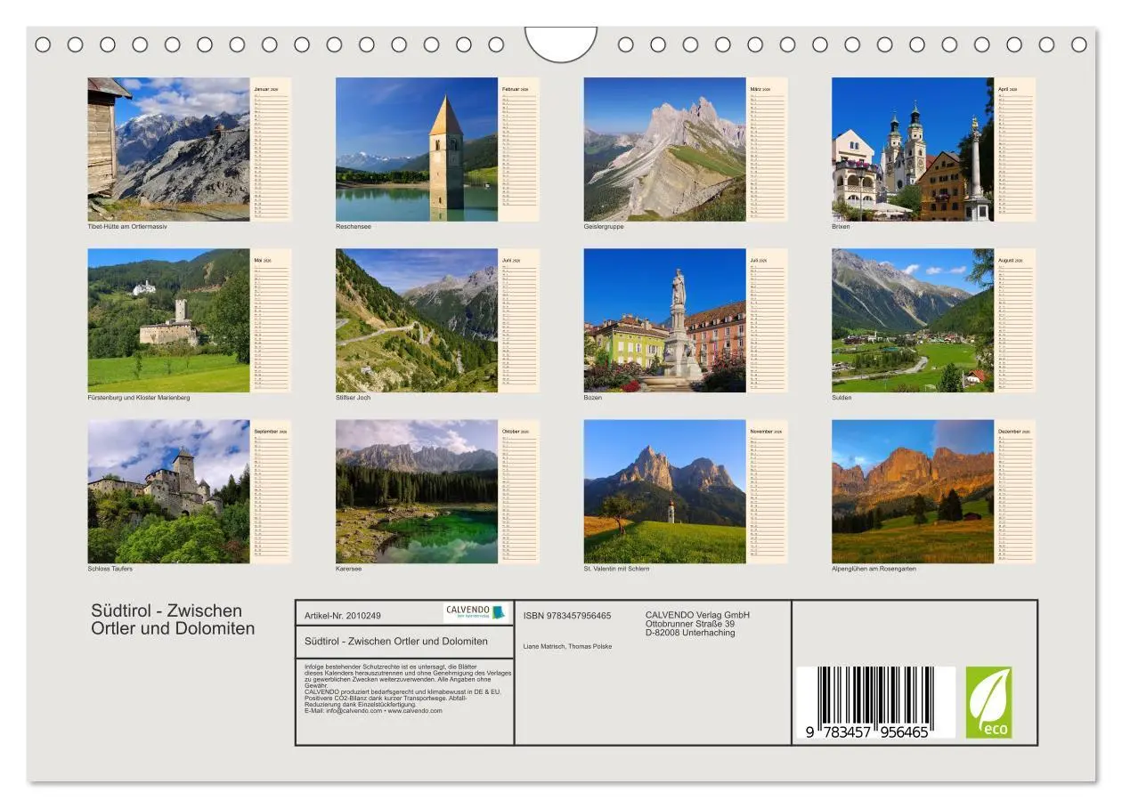 Bild: 9783457956465 | Südtirol - Zwischen Ortler und Dolomiten (Wandkalender 2026 DIN A4...