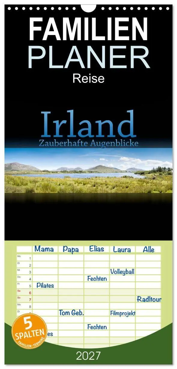 Cover: 9783594336465 | Familienplaner 2027 - Irland - Zauberhafte Augenblicke mit 5...