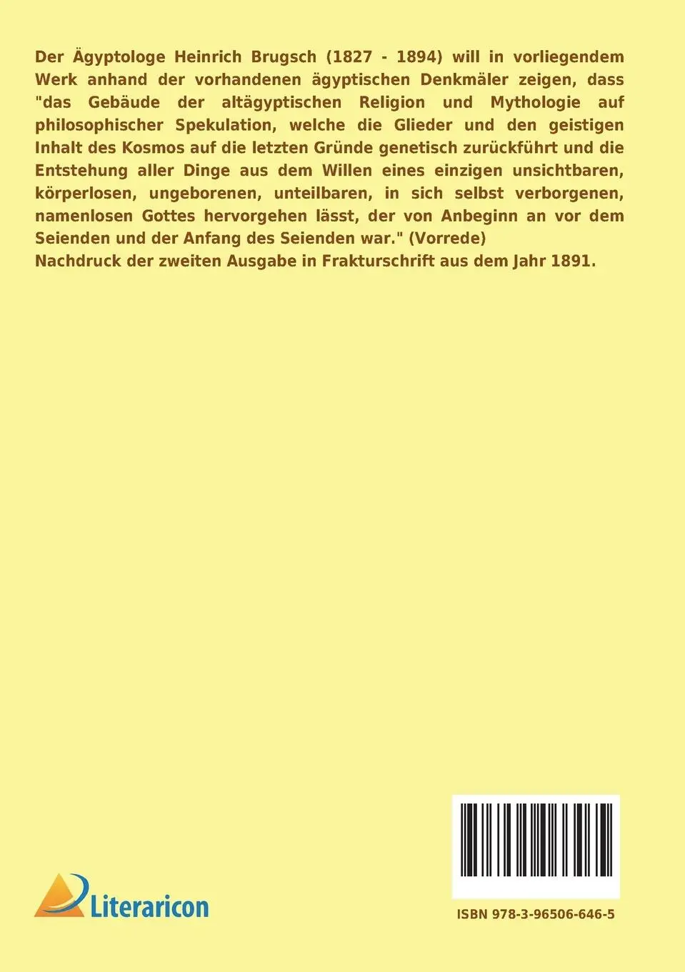 Rückseite: 9783965066465 | Religion und Mythologie der alten Ägypter | Heinrich Brugsch | Buch