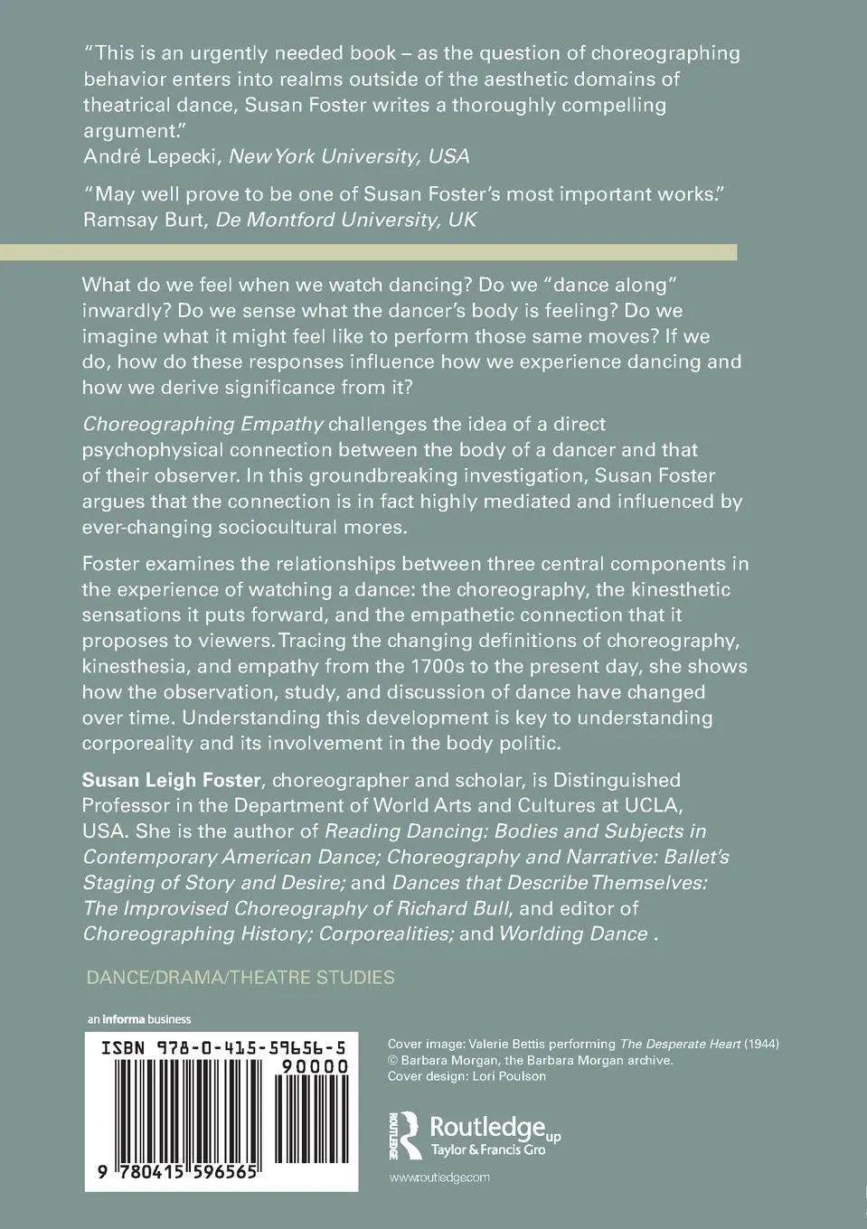 Rückseite: 9780415596565 | Choreographing Empathy | Kinesthesia in Performance | Foster | Buch