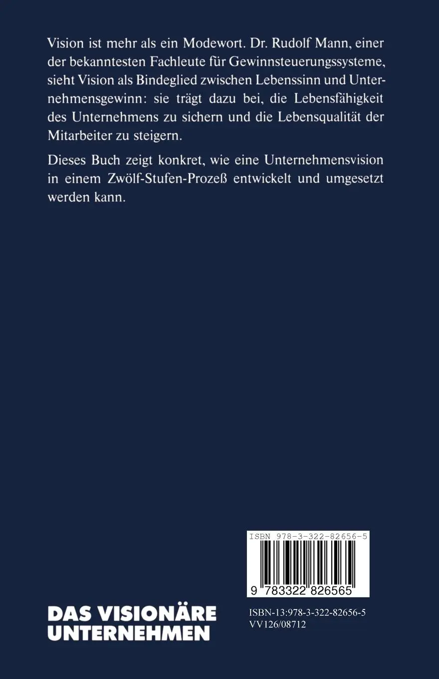 Rückseite: 9783322826565 | Das Visionäre Unternehmen | Der Weg zur Vision in zwölf Stufen | Mann