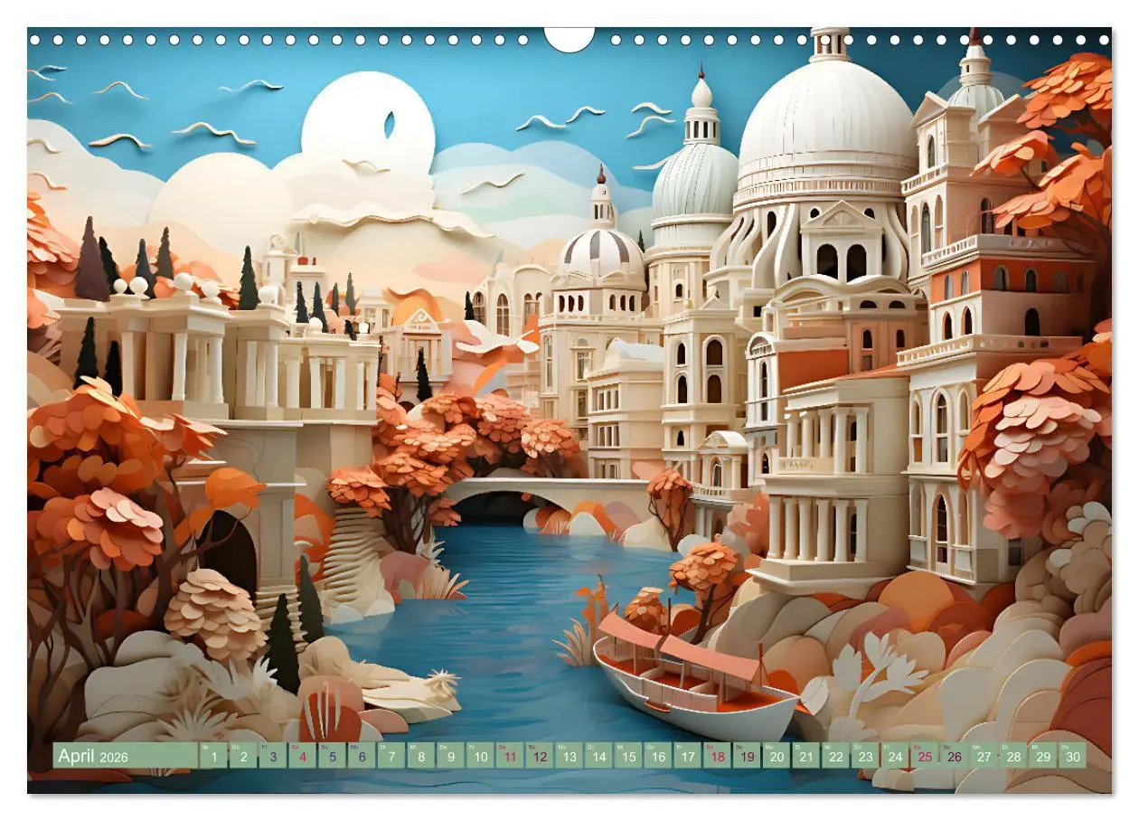 Bild: 9783457496565 | Papierschicktkunst - farbenfohe Städte (Wandkalender 2026 DIN A3...