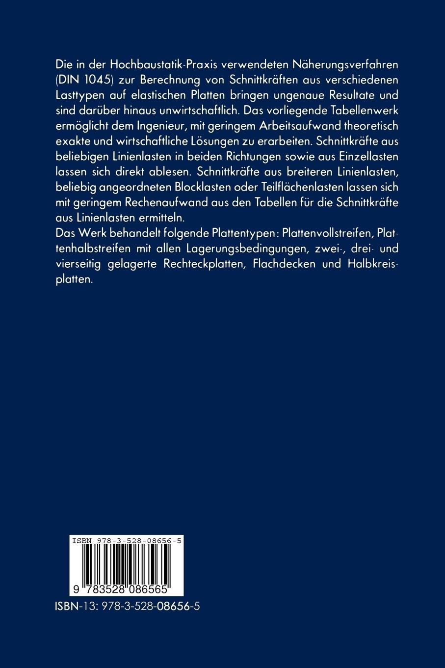Rückseite: 9783528086565 | Elastische Platten | Helmut Bruckner | Taschenbuch | 552 S. | Deutsch