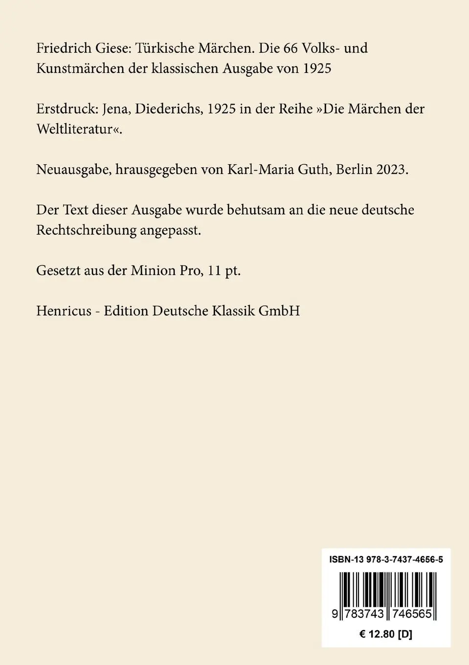 Rückseite: 9783743746565 | Türkische Märchen | Friedrich Giese | Taschenbuch | Paperback | 252 S.