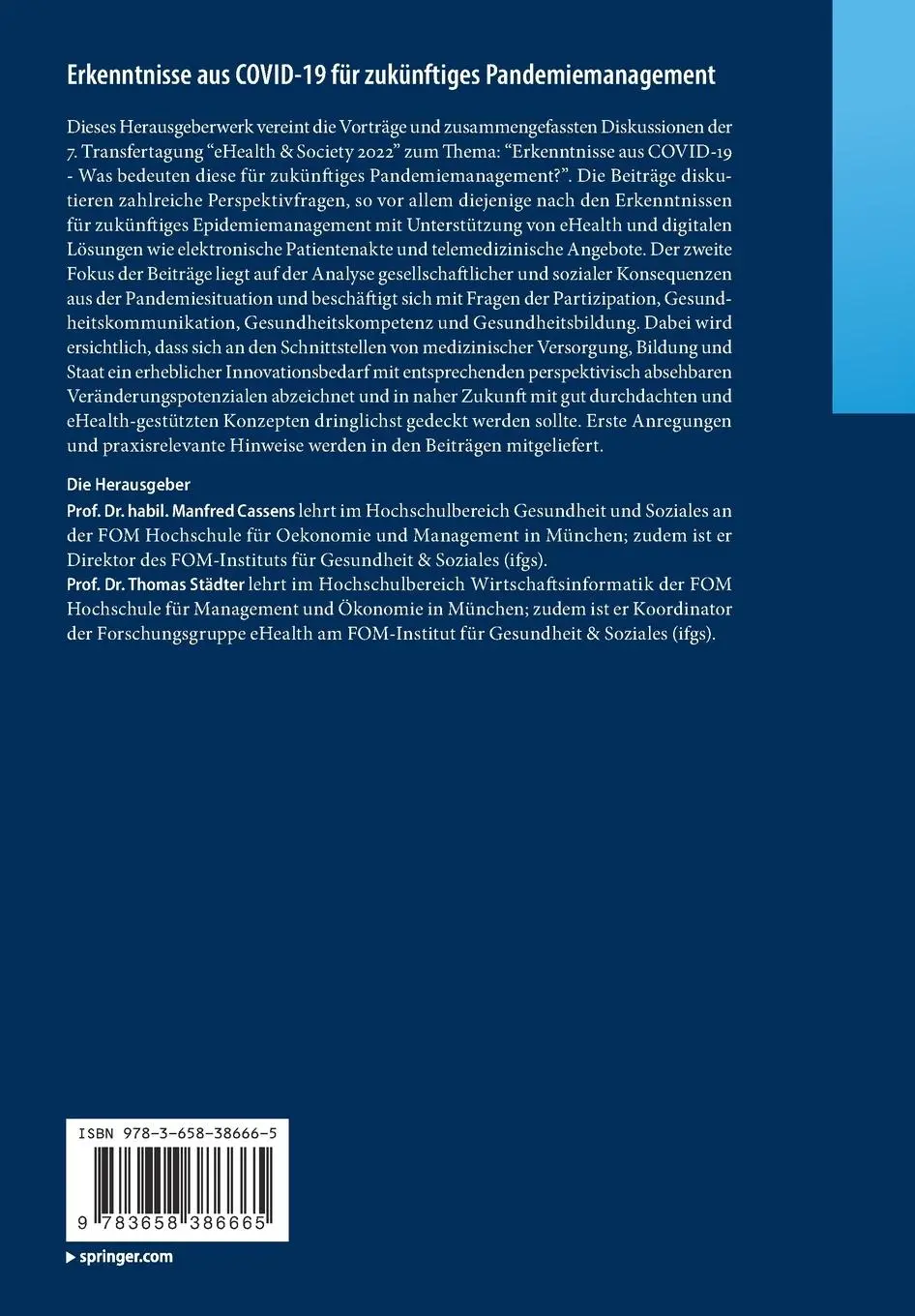 Rückseite: 9783658386665 | Erkenntnisse aus COVID-19 für zukünftiges Pandemiemanagement | Buch