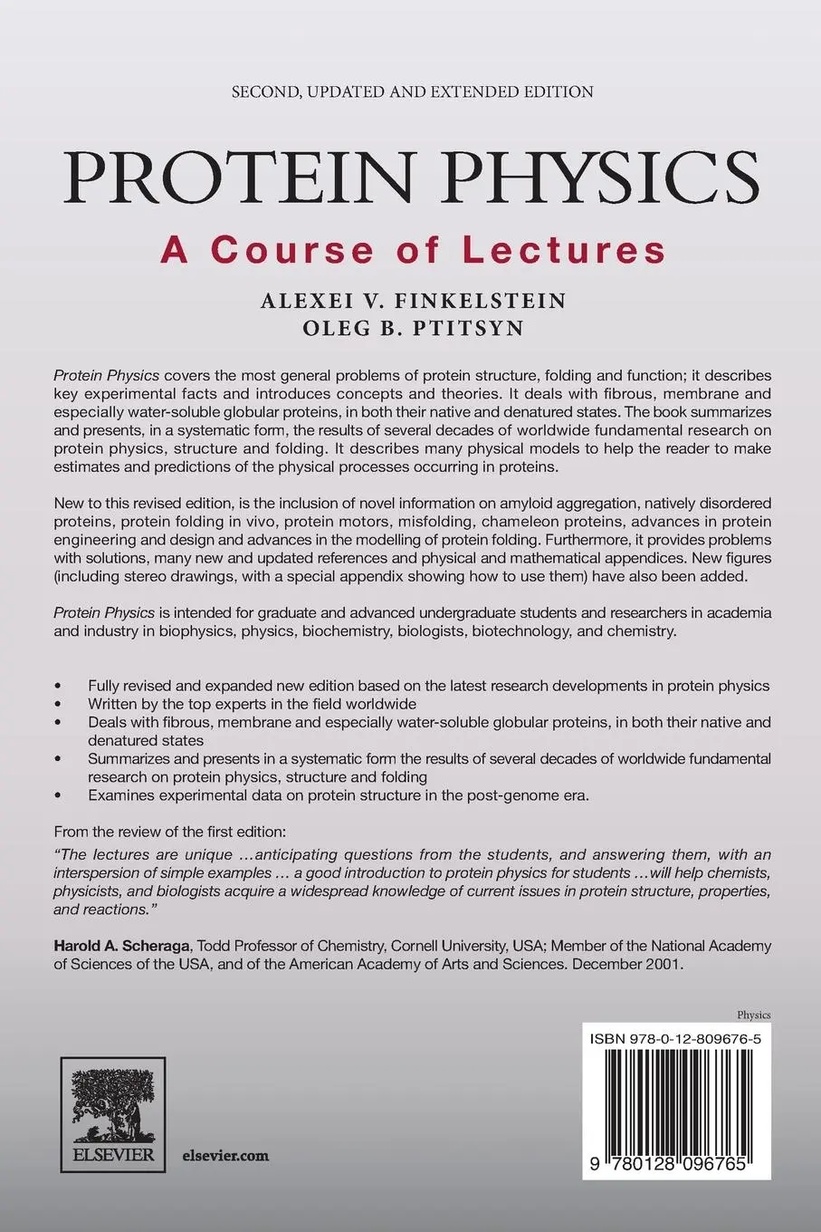 Rückseite: 9780128096765 | Protein Physics | A Course of Lectures | Alexei V. Finkelstein (u. a.)