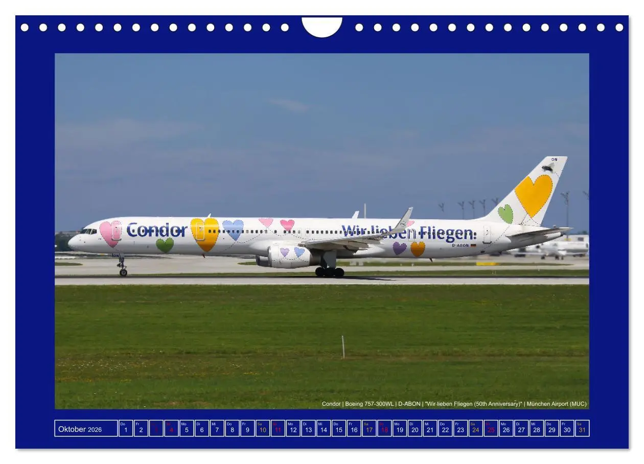 Bild: 9783457546765 | Bunte Airliner (Wandkalender 2026 DIN A4 quer), CALVENDO...