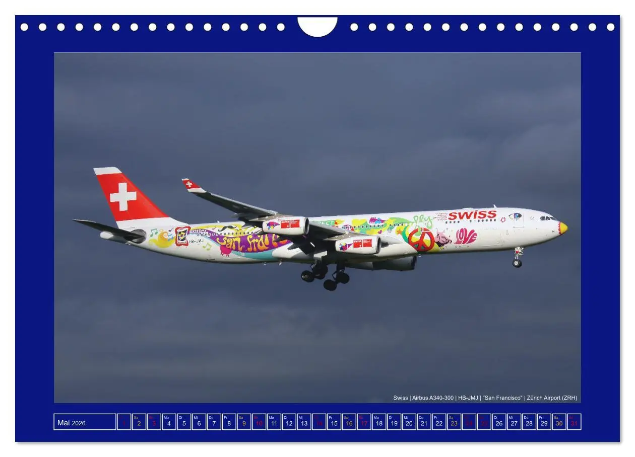 Bild: 9783457546765 | Bunte Airliner (Wandkalender 2026 DIN A4 quer), CALVENDO...