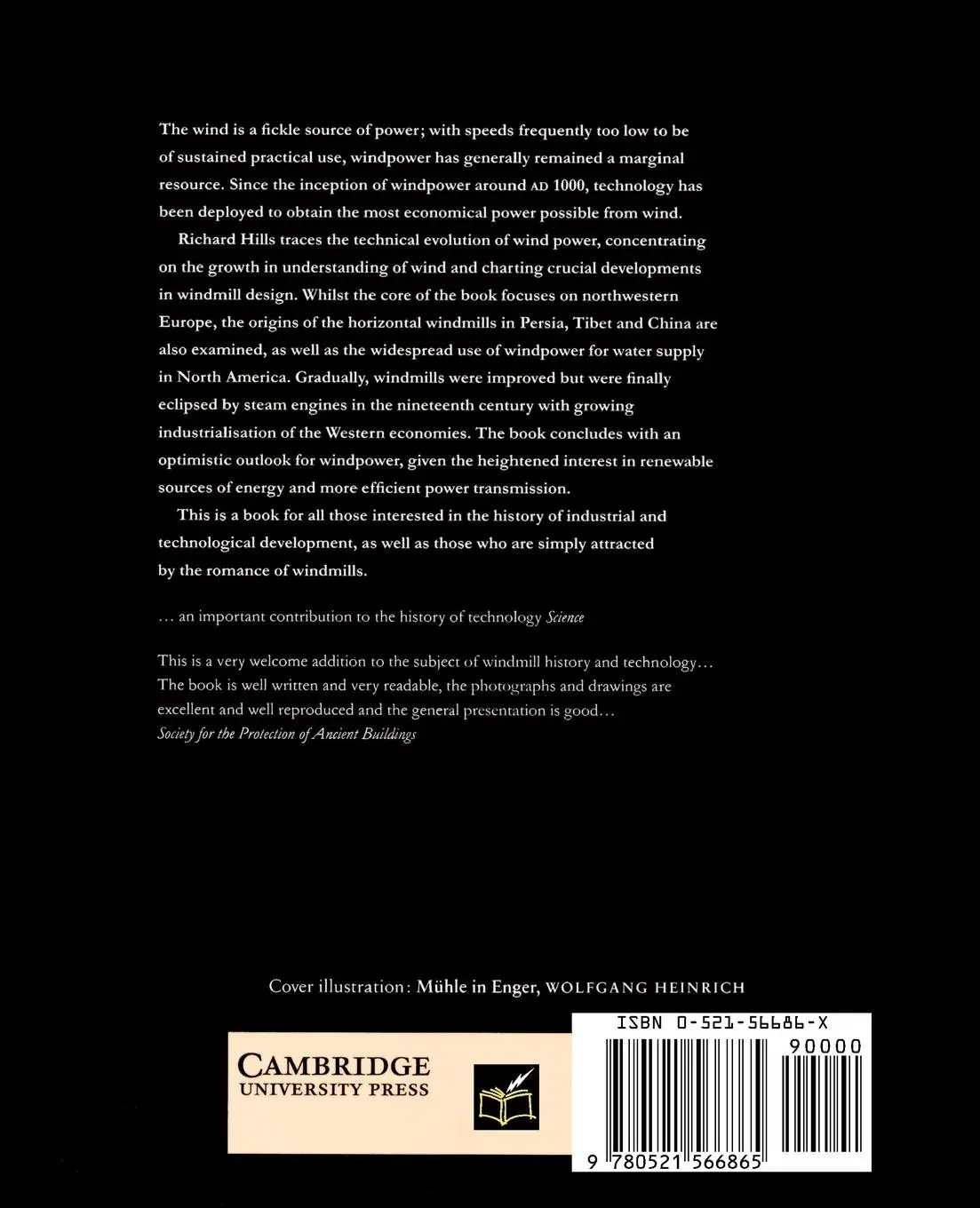 Rückseite: 9780521566865 | Power from Wind | A History of Windmill Technology | Richard L. Hills