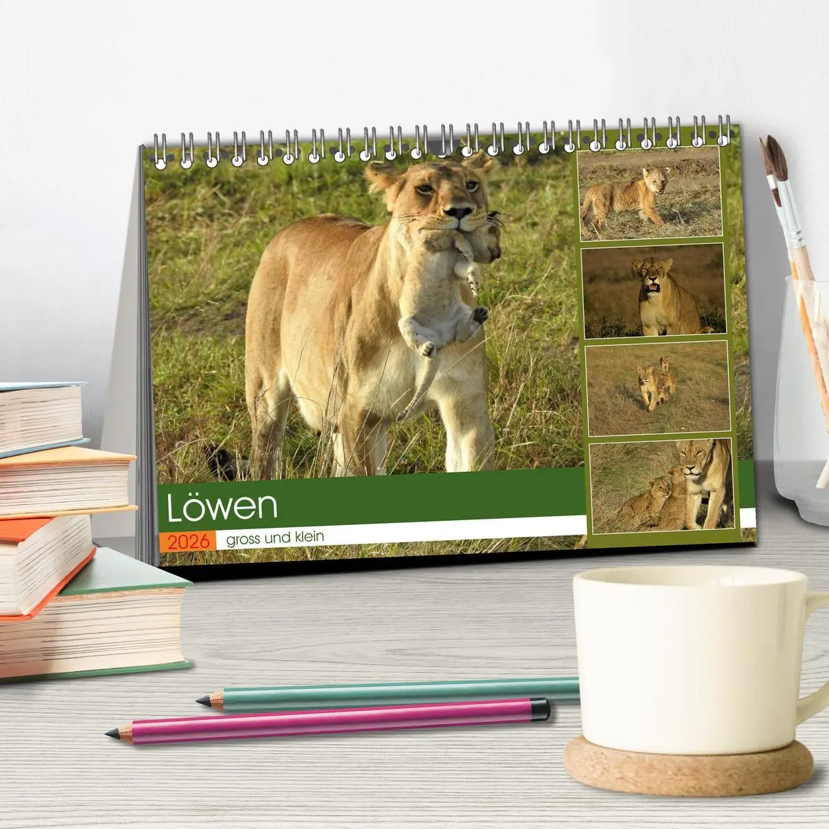 Bild: 9783457536865 | Löwen - gross und klein (Tischkalender 2026 DIN A5 quer), CALVENDO...