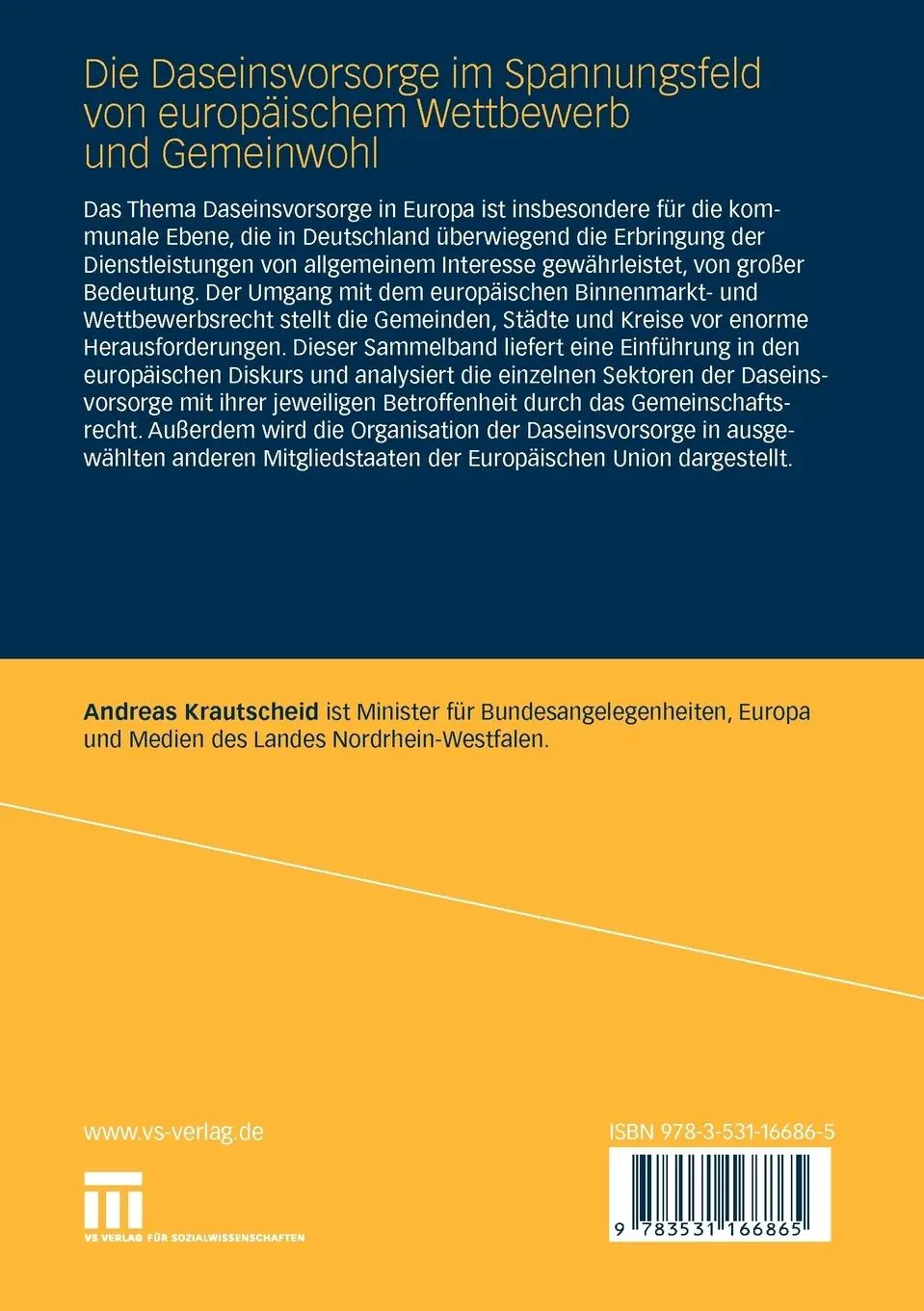 Rückseite: 9783531166865 | Die Daseinsvorsorge im Spannungsfeld von europäischem Wettbewerb...